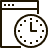 a clock superimposed over a computer window